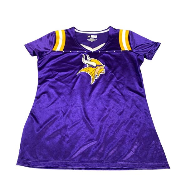 Minnesota Vikings Shirt Womens Medium Purple NFL Team Apparel Football Sports - Picture 7 of 12